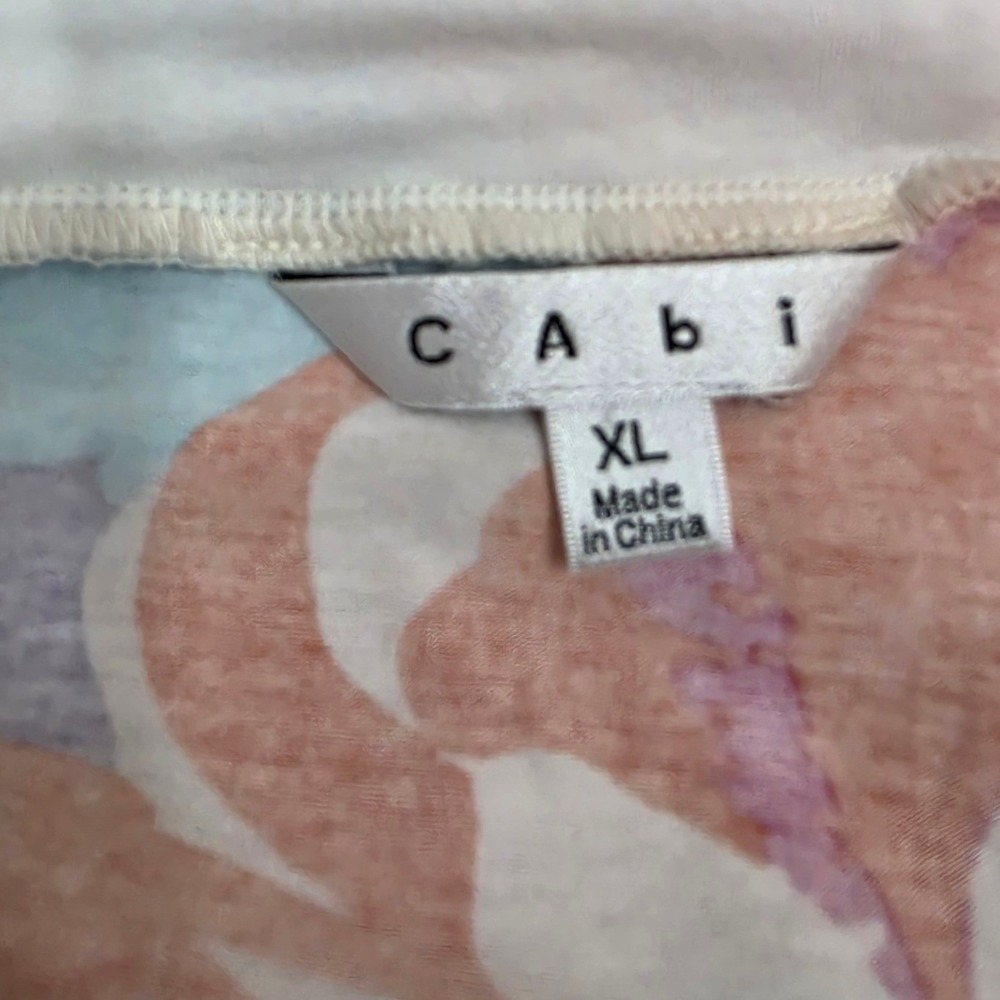 Cabi XL Floral Empire Waist Tank Top Multi Color Square Neck Ruched Side Y2K - Picture 6 of 7